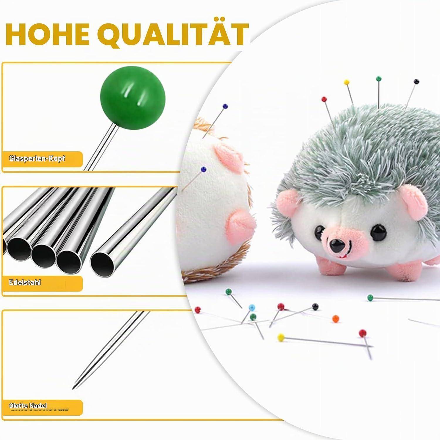 Stecknadeln mit Glaskopf 38mm 250 Stück bunt Edelstahl