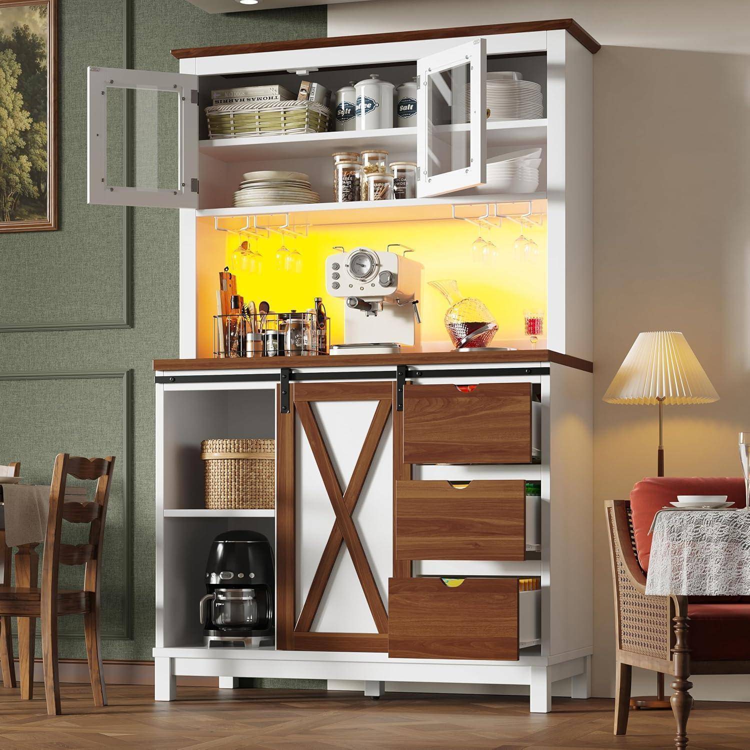 Küchenschrank mit LED & App-Steuerung, 104x40x180cm Weiß