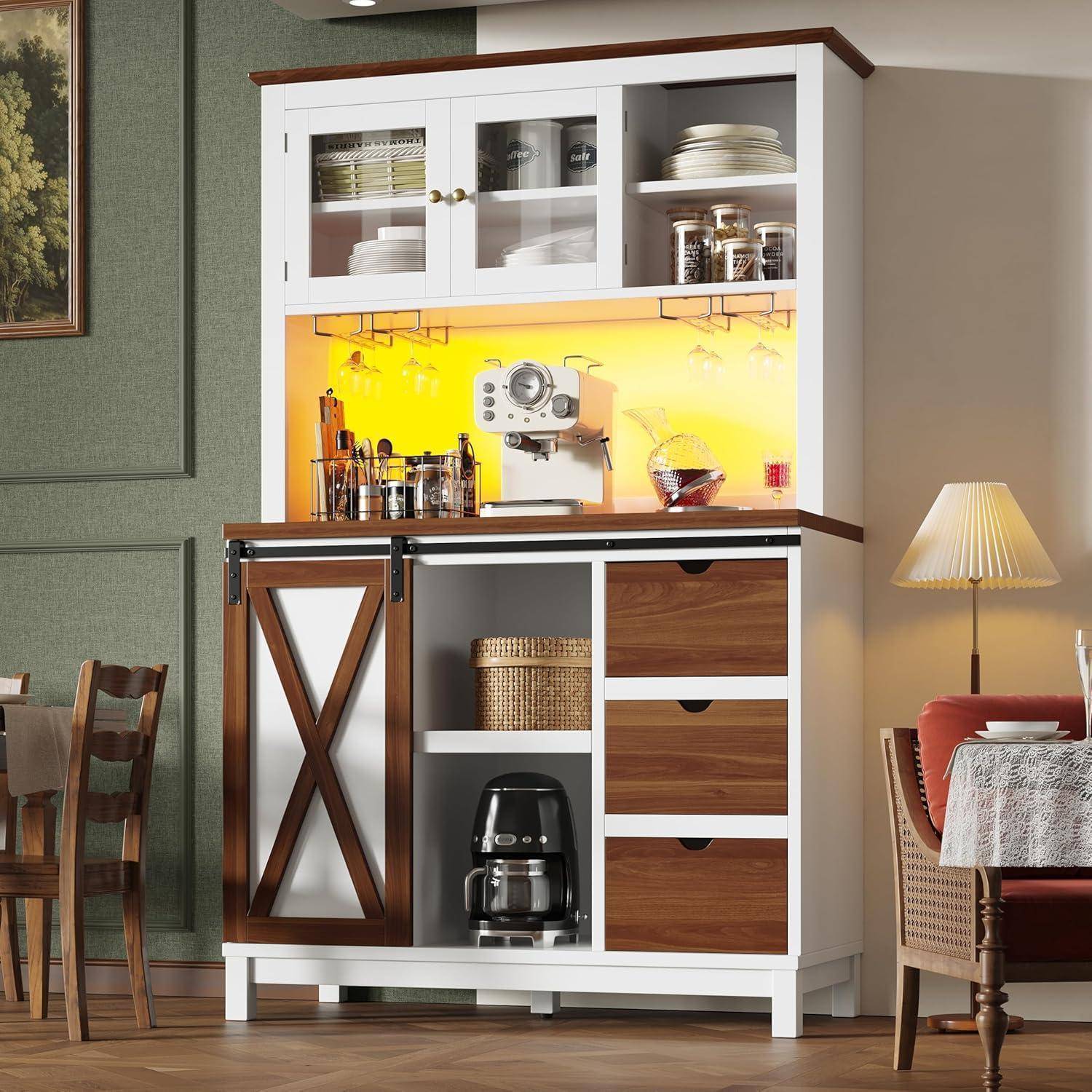 Küchenschrank mit LED & App-Steuerung, 104x40x180cm Weiß