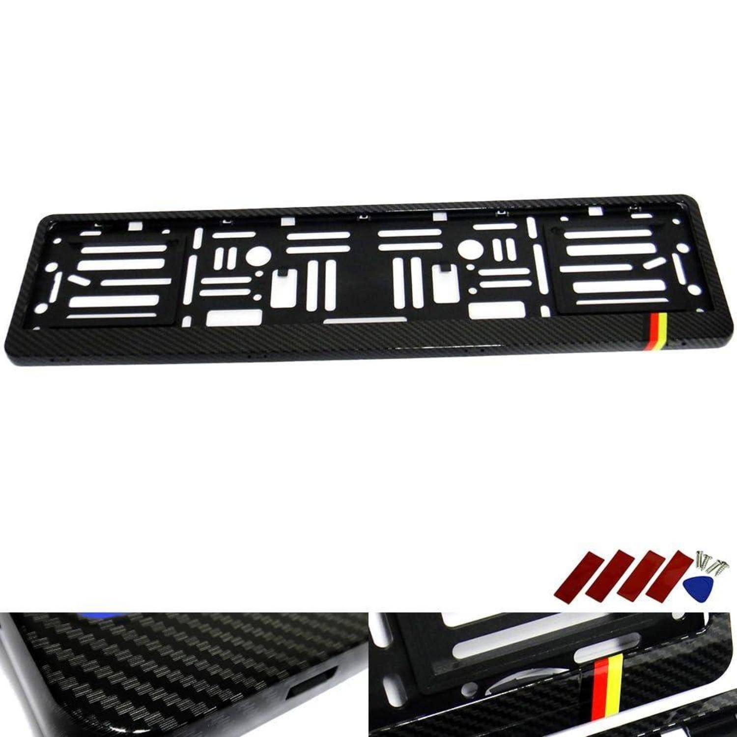 Kennzeichenhalter Carbon-Optik Schwarz für Deutschland DE Fahrzeuge
