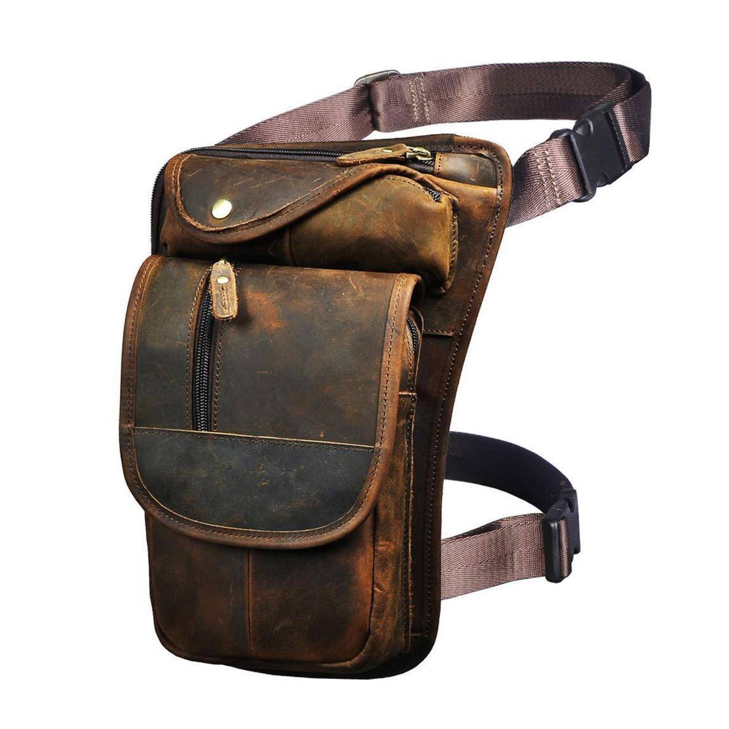 Herren Leder Beintasche Braun 3112 A