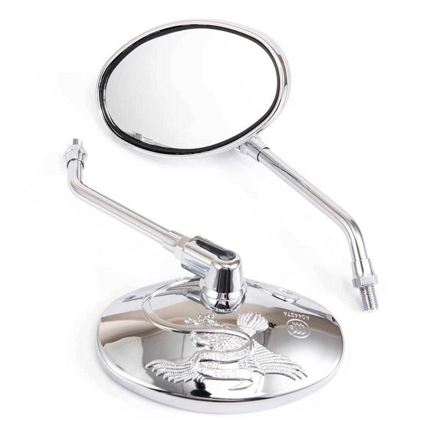 Motorrad Seitenspiegel Oval Chrom 10MM Aluminiumlegierung Glas Kunststoffgehäuse