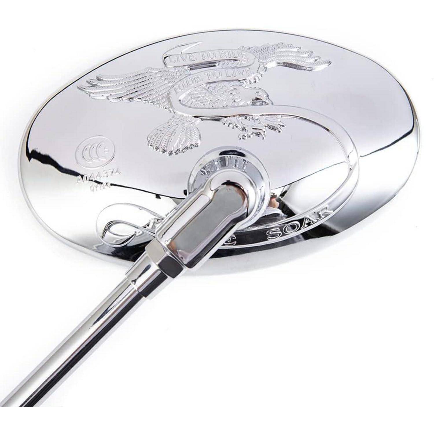 Motorrad Seitenspiegel Oval Chrom 10MM Aluminiumlegierung Glas Kunststoffgehäuse