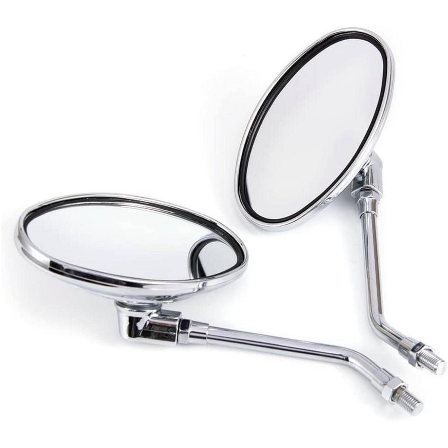 Motorrad Seitenspiegel Oval Chrom 10MM Aluminiumlegierung Glas Kunststoffgehäuse