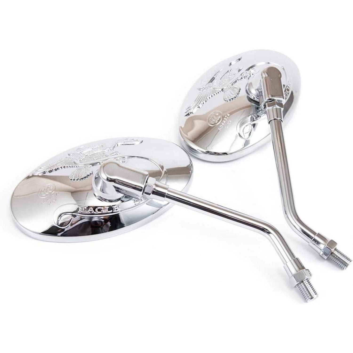 Motorrad Seitenspiegel Oval Chrom 10MM Aluminiumlegierung Glas Kunststoffgehäuse