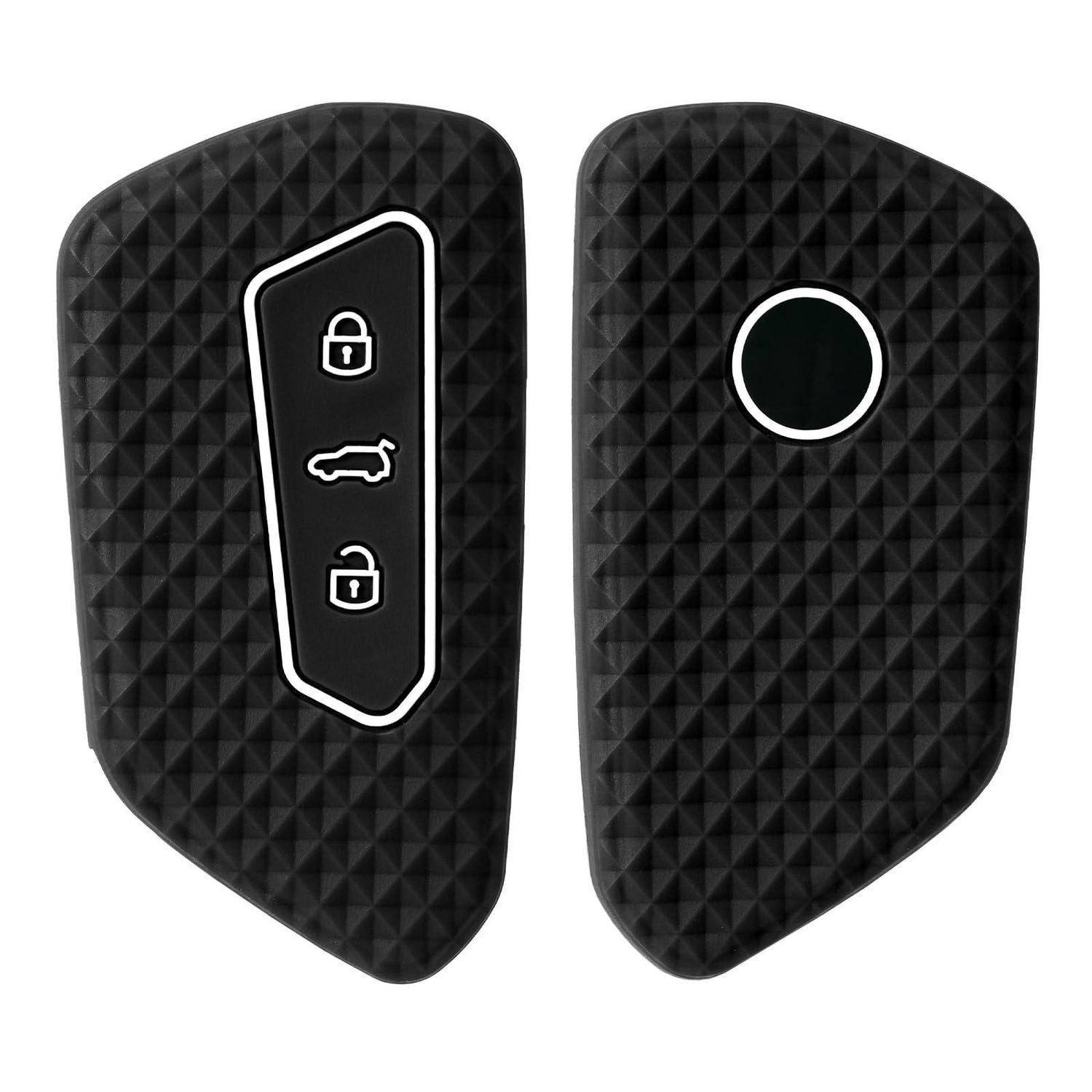 OATSBASF Autoschlüsselhülle Silikon für VW Golf 8, Seat Leon MK4, Skoda Octavia, L-Schwarz