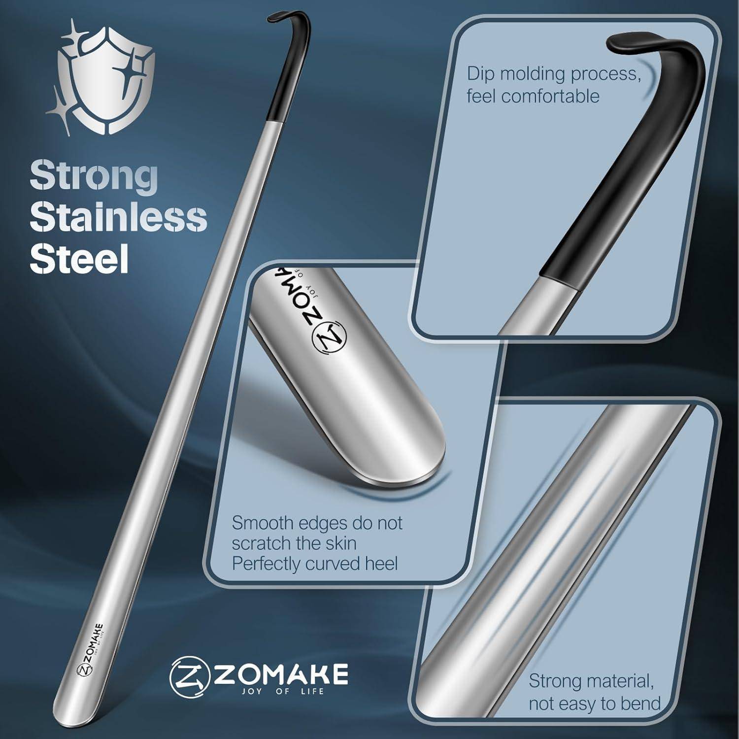 ZOMAKE Schuhlöffel lang 80 cm Edelstahl 2mm stabil