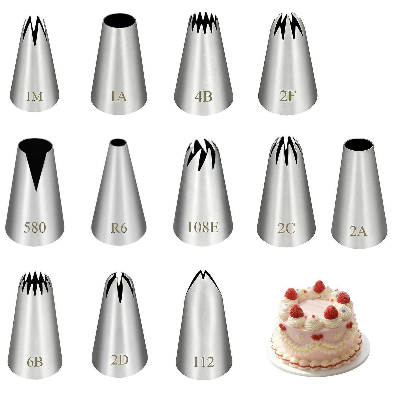 Spritztüllen Set 12tlg Edelstahl Wiederverwendbar Kuchen Torten Kekse