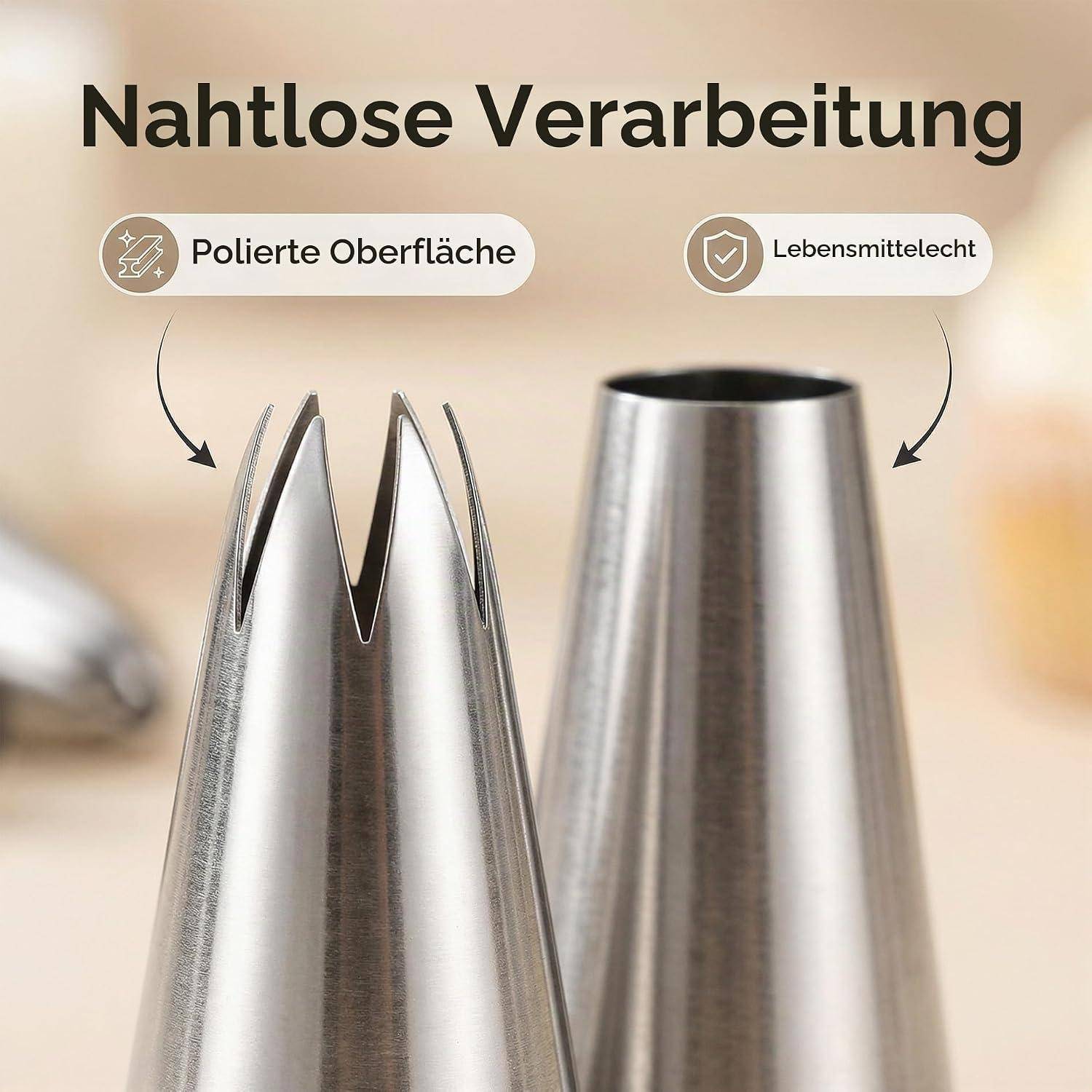 Spritztüllen Set 12tlg Edelstahl Wiederverwendbar Kuchen Torten Kekse