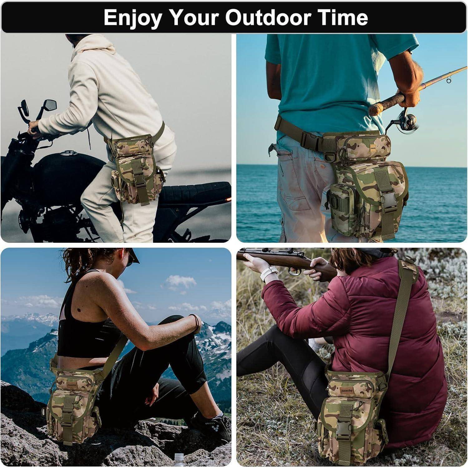 Taktische Beintasche wasserdicht 8 Taschen mit Flaschentasche Camouflage