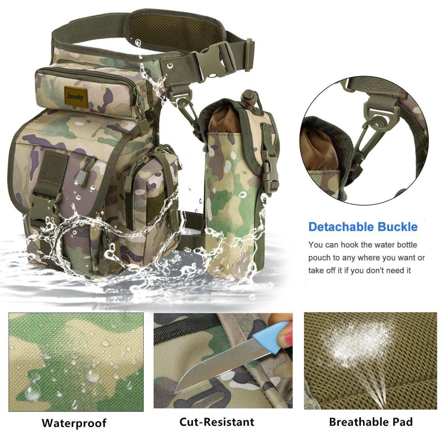 Taktische Beintasche wasserdicht 8 Taschen mit Flaschentasche Camouflage