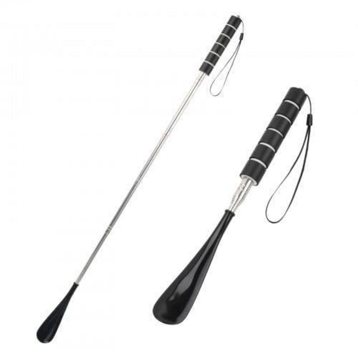 2x Teleskop-Schuhlöffel 30-71cm Edelstahl Schwarz