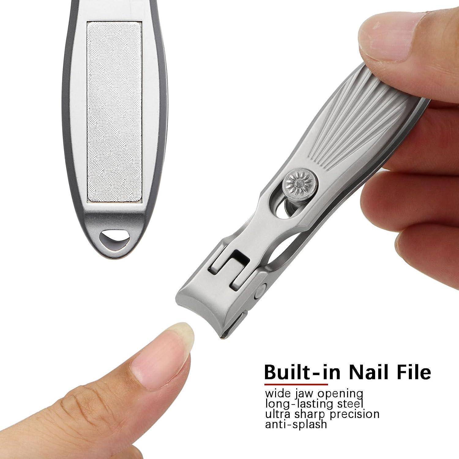 Nagelknipser mit Schloss und Schlüsselanhänger, Edelstahl, Schwarz (Silber-Gewölbt)