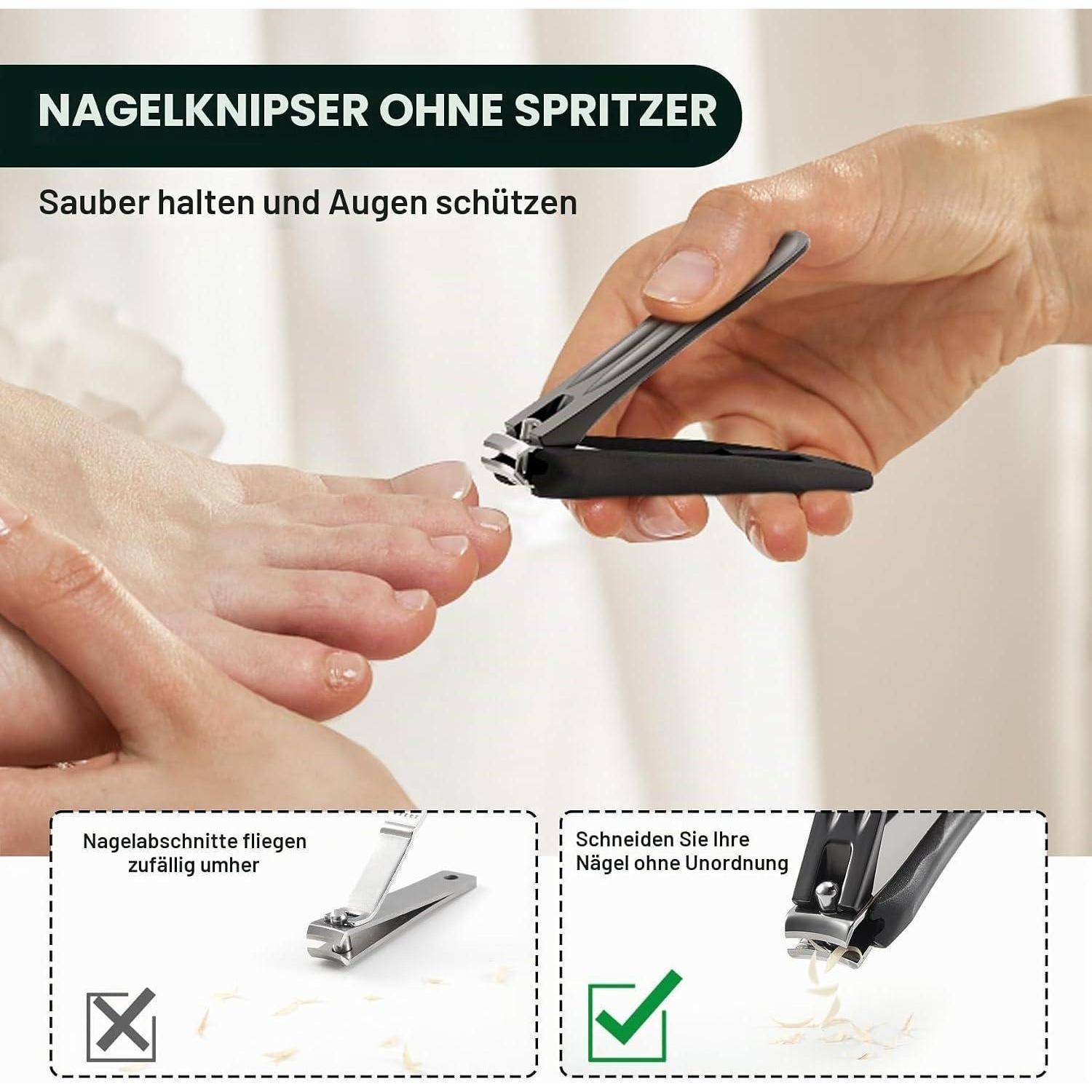 FVION Nagelknipser Set 2-teilig mit Auffangbehälter und Feile