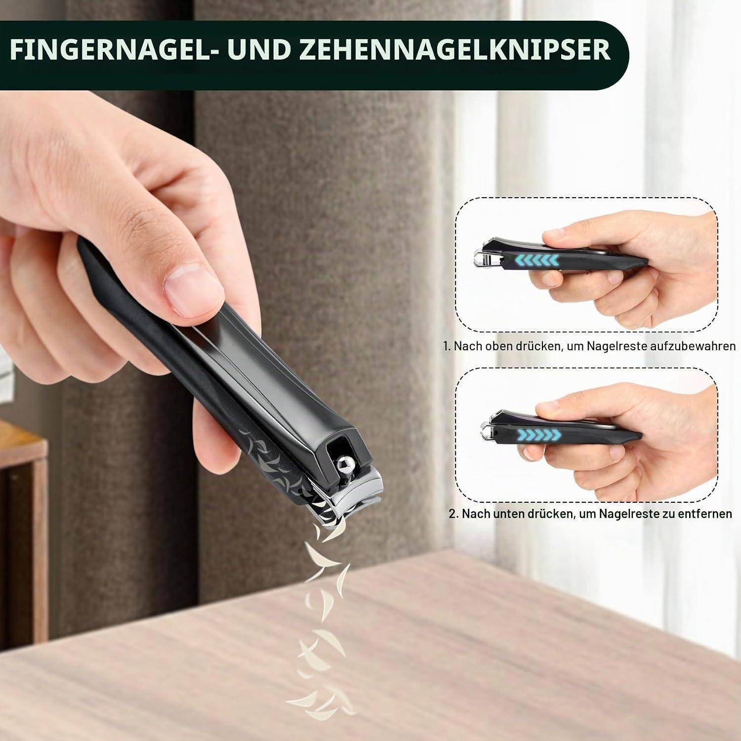 FVION Nagelknipser Set 2-teilig mit Auffangbehälter und Feile
