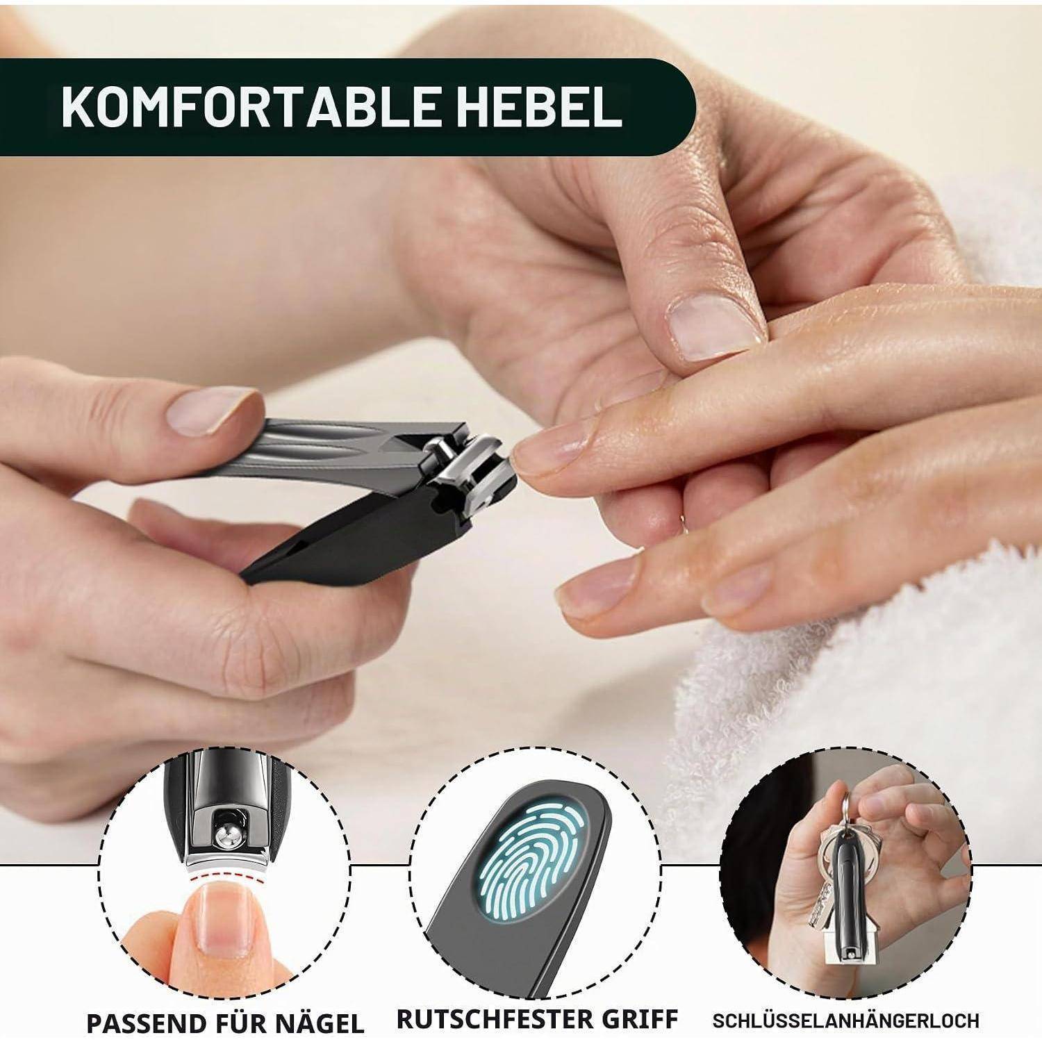 FVION Nagelknipser Set 2-teilig mit Auffangbehälter und Feile