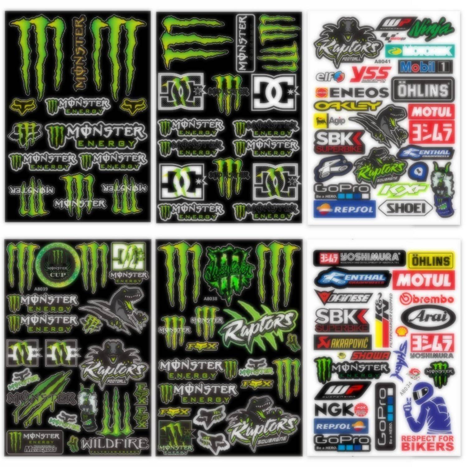 6X Motorrad Aufkleber Set, 20x21cm, Vinyl, Wasserdicht