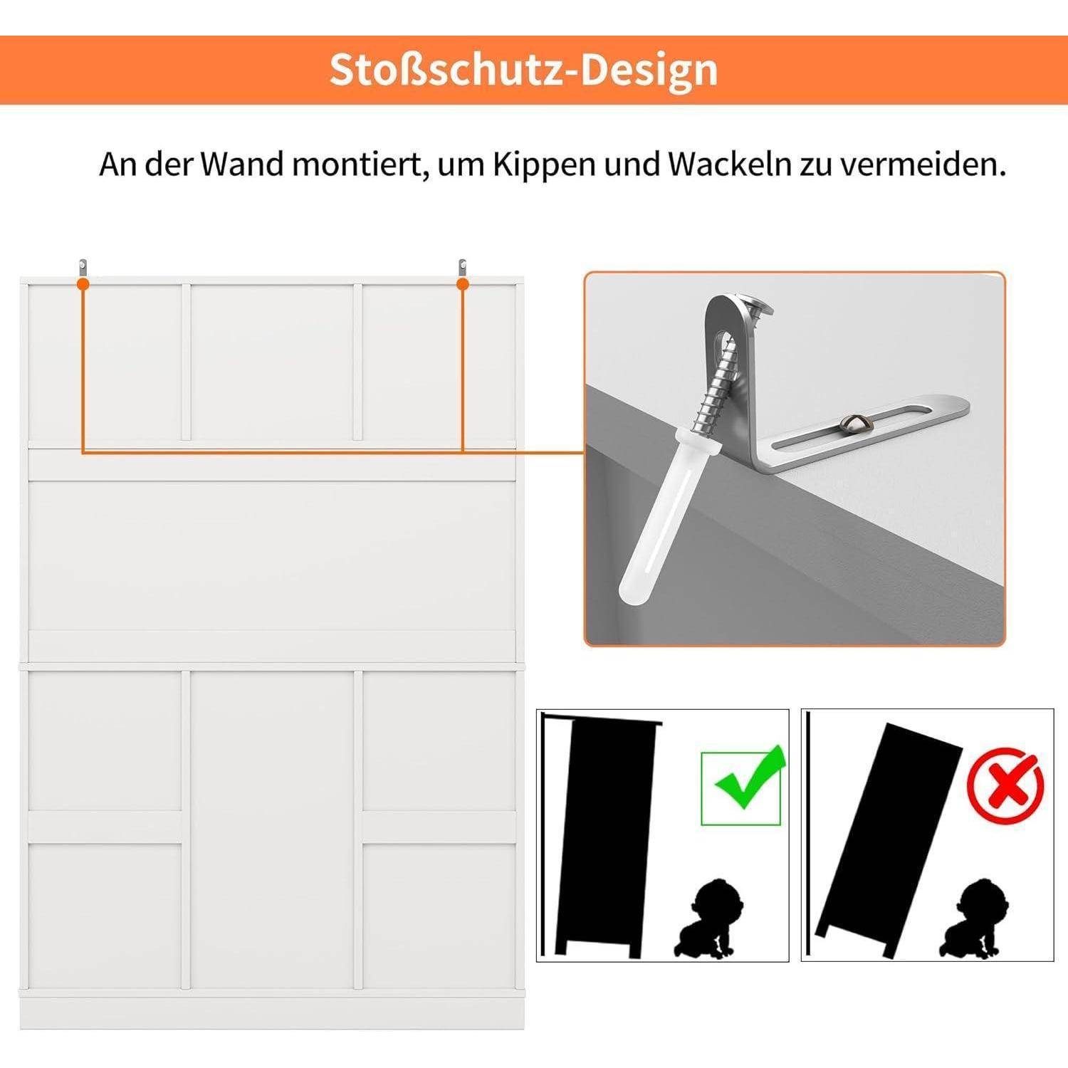 Küchenhochschrank mit Weinregal, 4 Türen, 2 Schubladen, Weiß