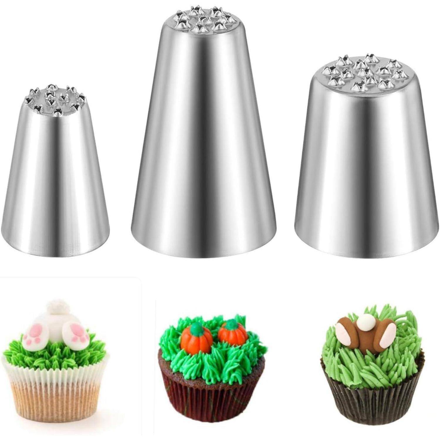 Spritztüllen Grastüllen 3er Set 304 Edelstahl Kuchendekoration