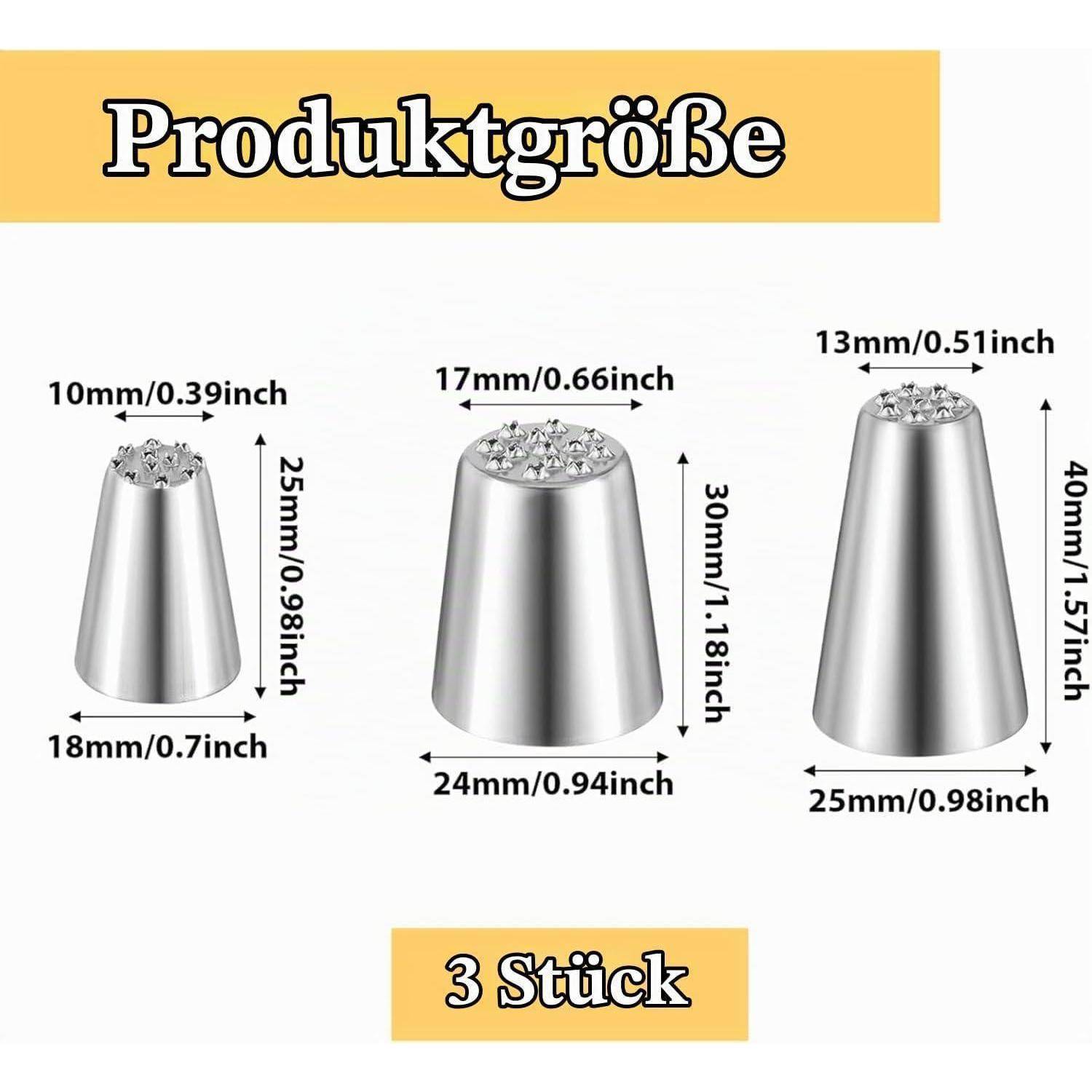 Spritztüllen Grastüllen 3er Set 304 Edelstahl Kuchendekoration