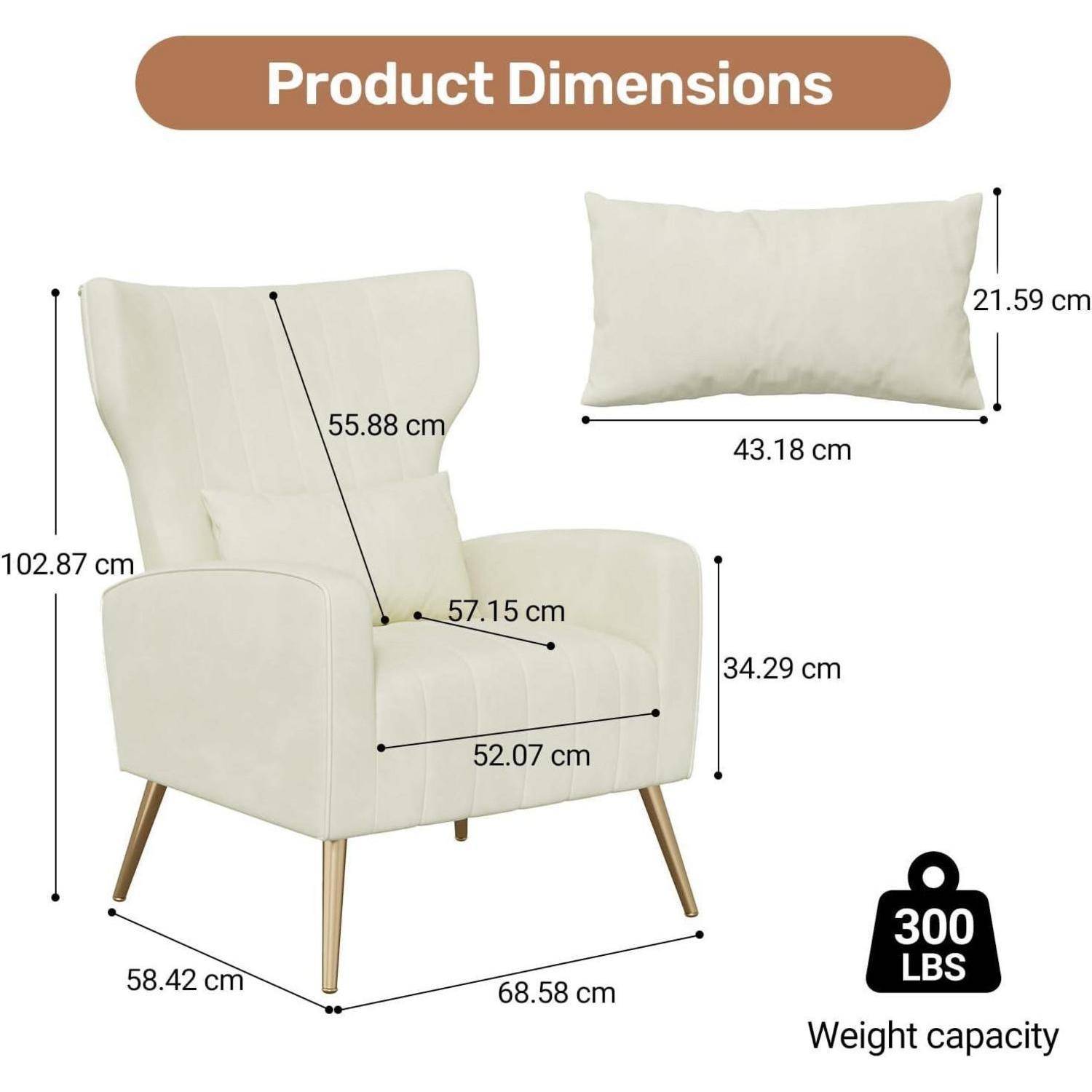 Relaxsessel Samt Beige mit Kopfkissen und Metallfüßen bis 130kg