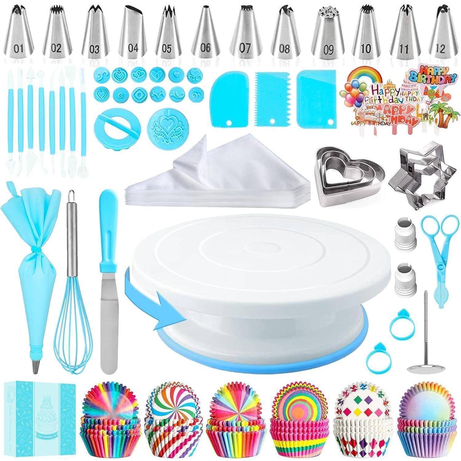 Torten Zubehör Set 255-teilig mit drehbarer Tortenplatte