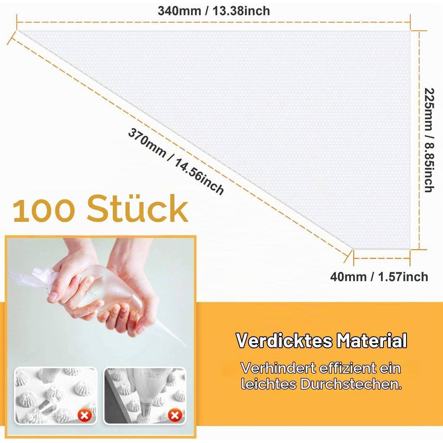 Einweg Spritzbeutel Set 100 Stück mit 6 Tüllen und 5 Ringen