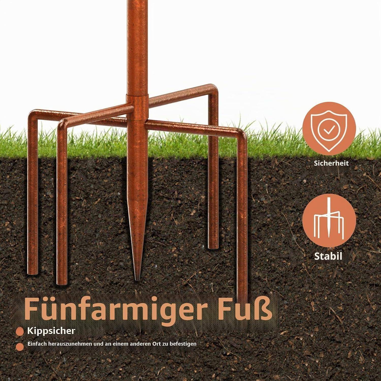 Vogeltränke stehend Metall Retro Kupfer 5-Zinken-Basis