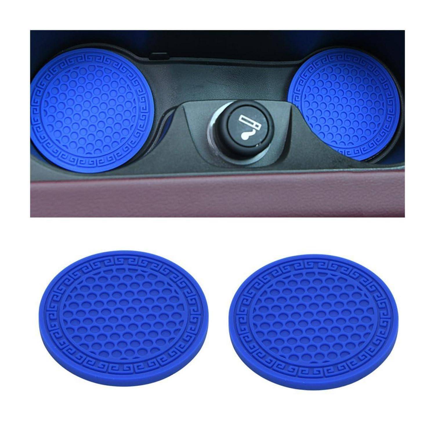 JNNJ 2x Auto Untersetzer Wabenmuster PVC Blau