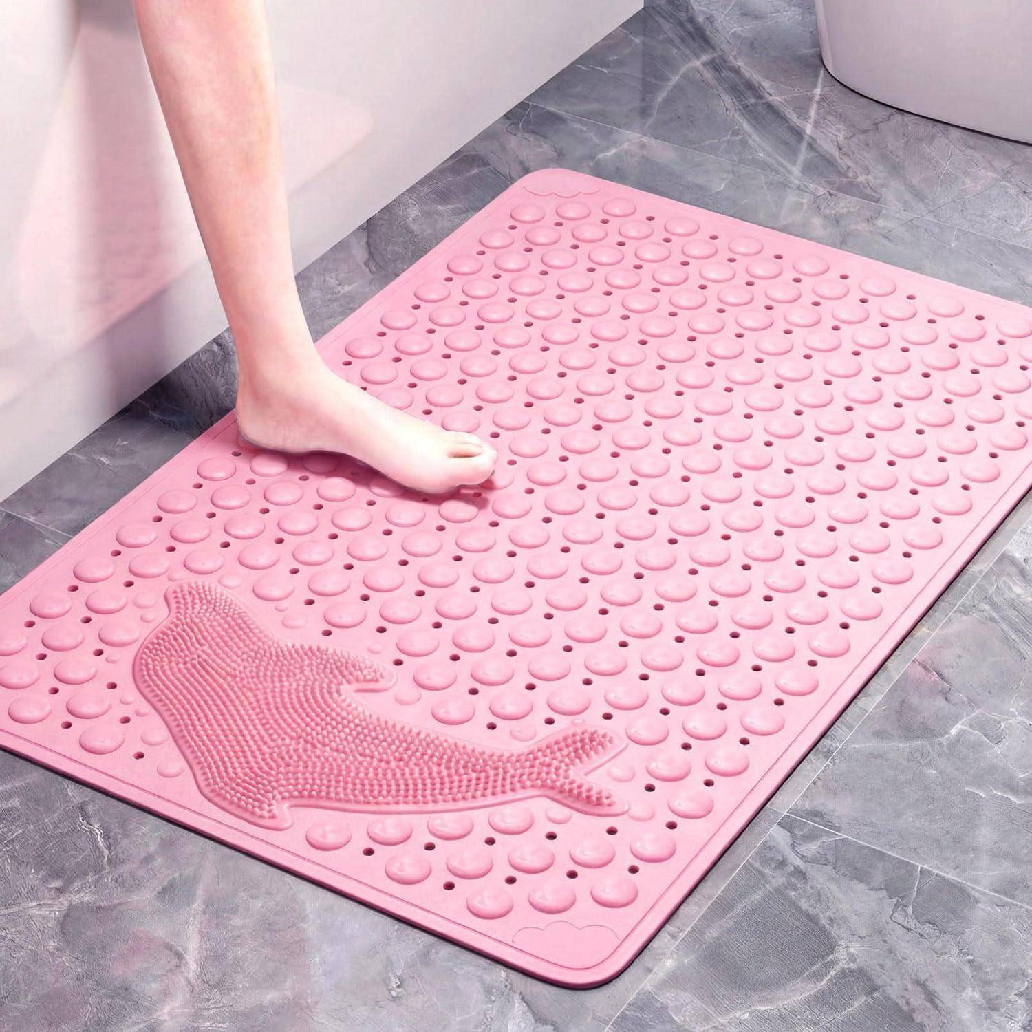 Duschmatte 70x35cm rutschfest BPA-frei Latexfrei schimmelresistent Rosa