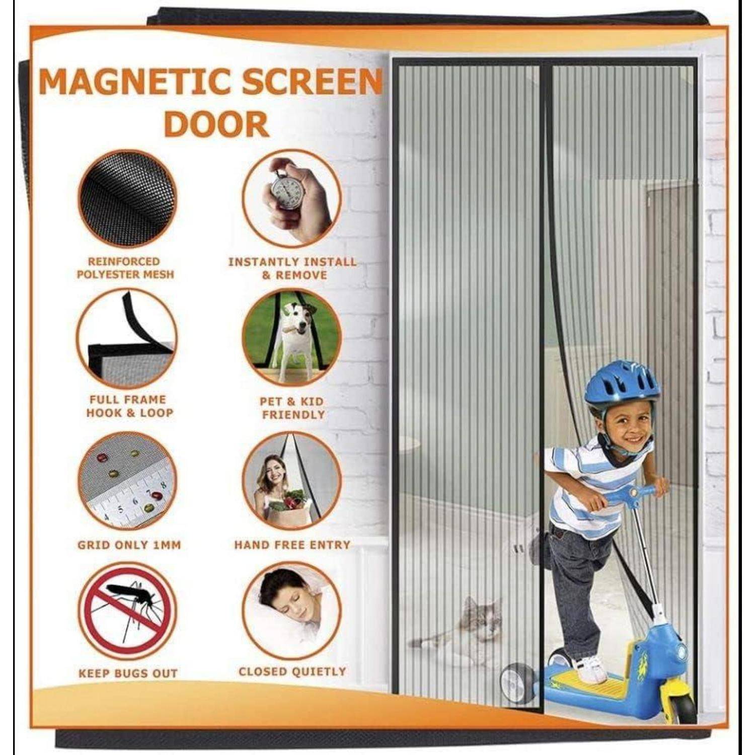 Fliegengitter Tür Magnet Insektenschutz 95x195cm Schwarz Ohne Bohren