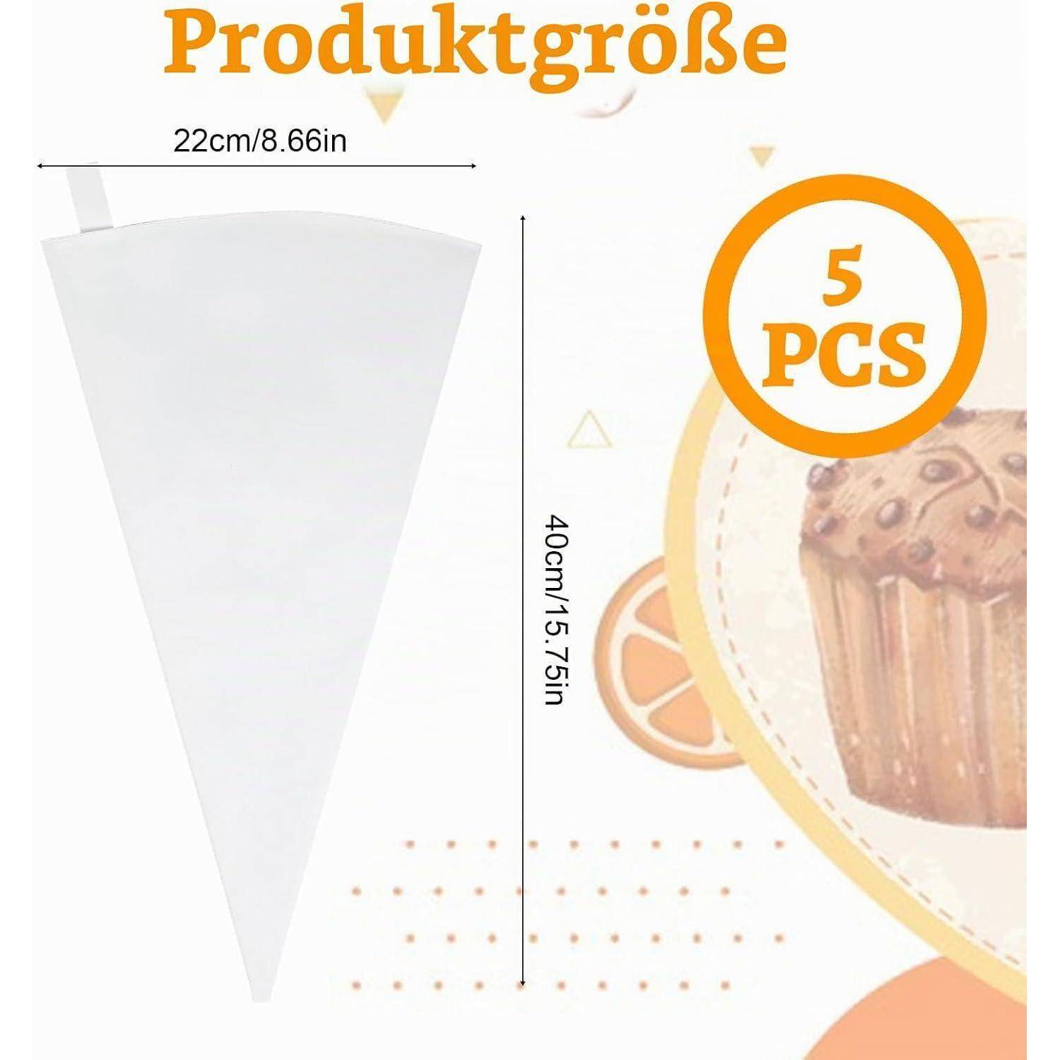 Spritzbeutel wiederverwendbar 5 Stück 40x22cm Baumwolle weiß