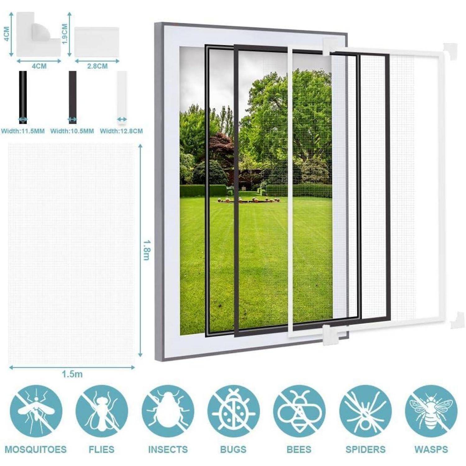 Fliegengitter Fenster Magnet 150x180cm Weiß ohne Bohren
