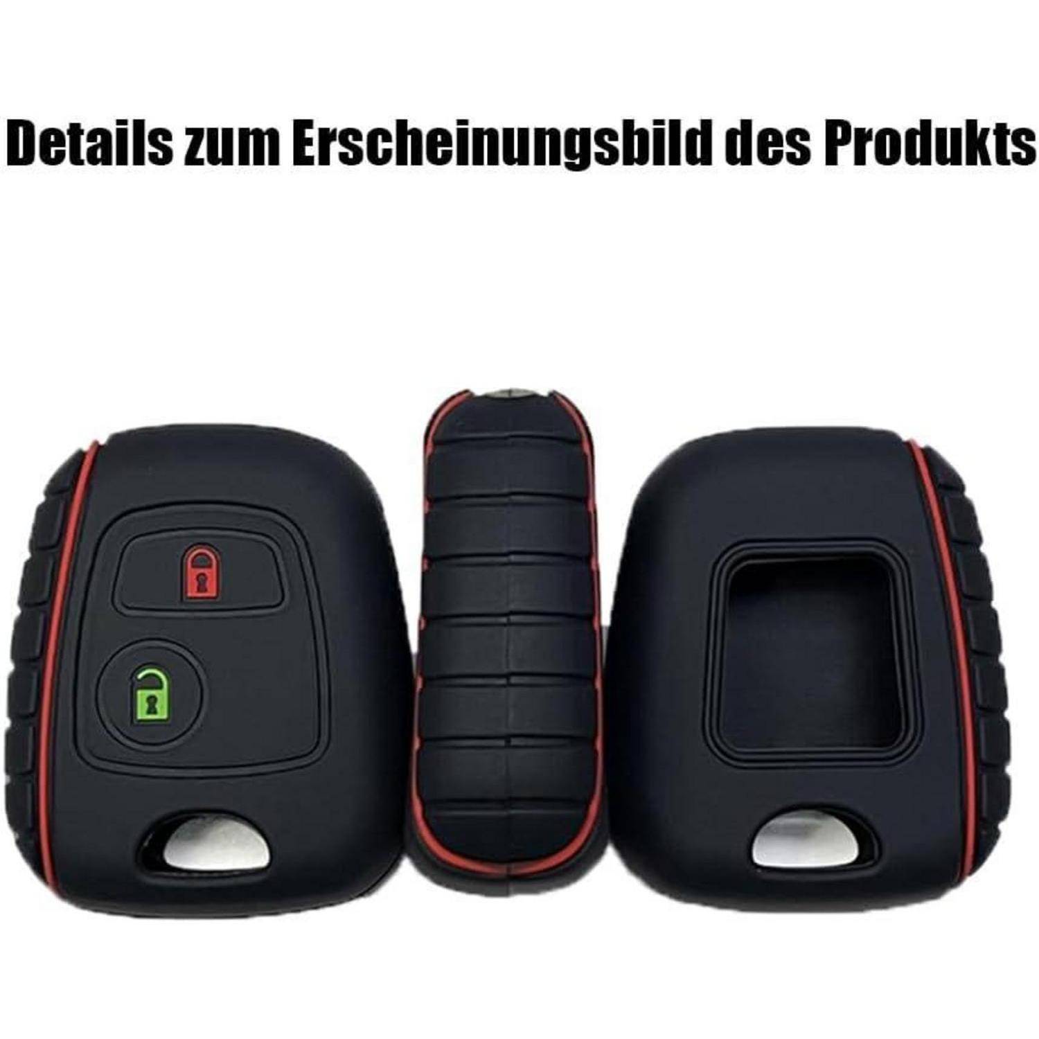 Autoschlüsselhülle Silikon für Peugeot Citroën 2 Tasten mit Schlüsselring