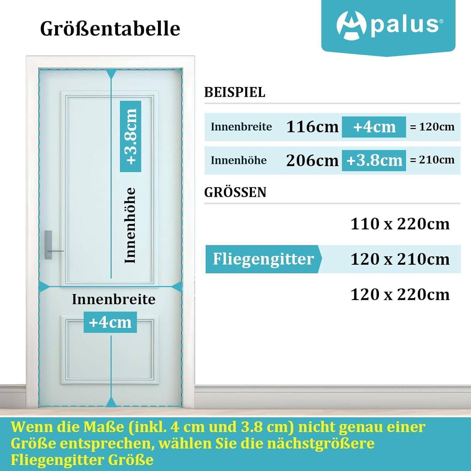 Apalus VP Fliegengitter Tür 120x210 cm Weiß Magnet Insektenschutz