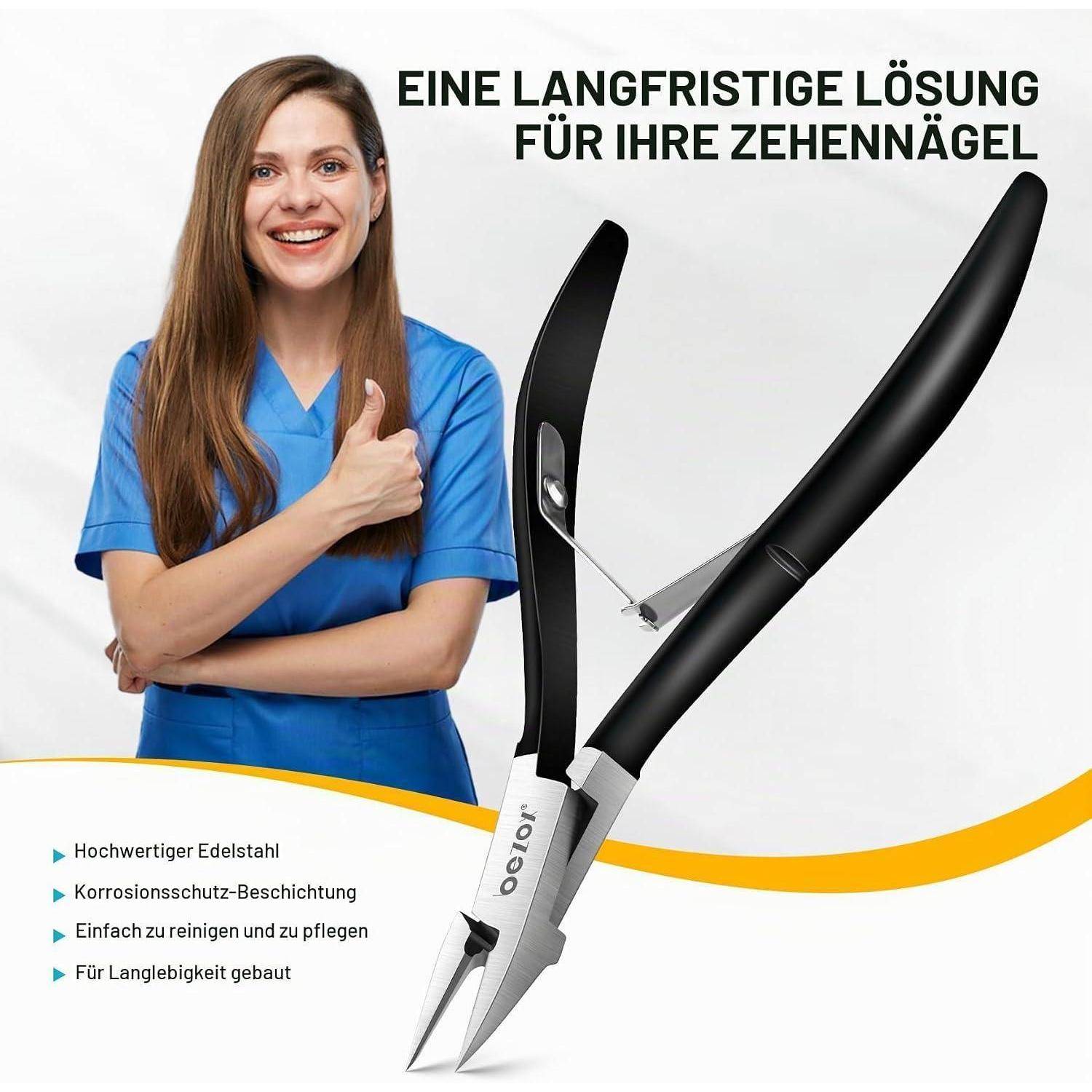 BEZOX Nagelknipser für dicke Zehennägel gerade Klinge Schwarz