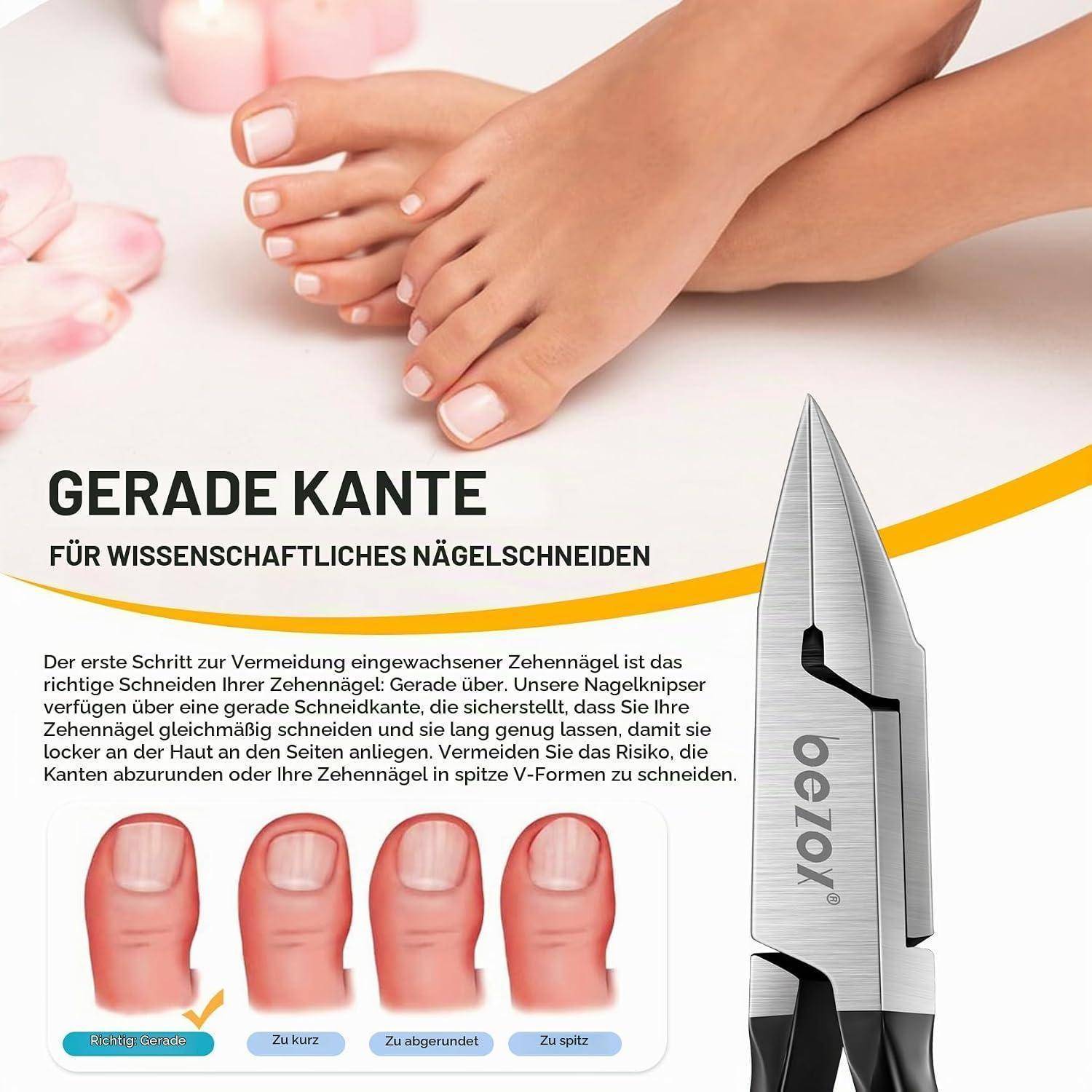 BEZOX Nagelknipser für dicke Zehennägel gerade Klinge Schwarz