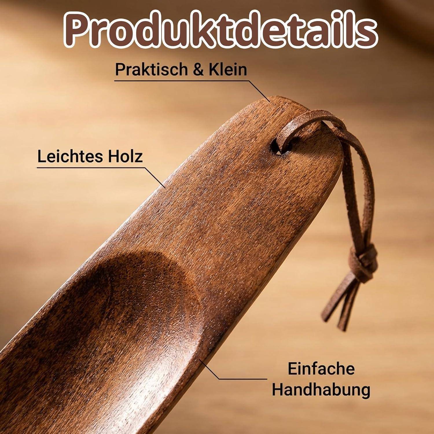 Holzschaufel mit Handgelenkschlaufe, mit der Bezeichnung „Produktdetails