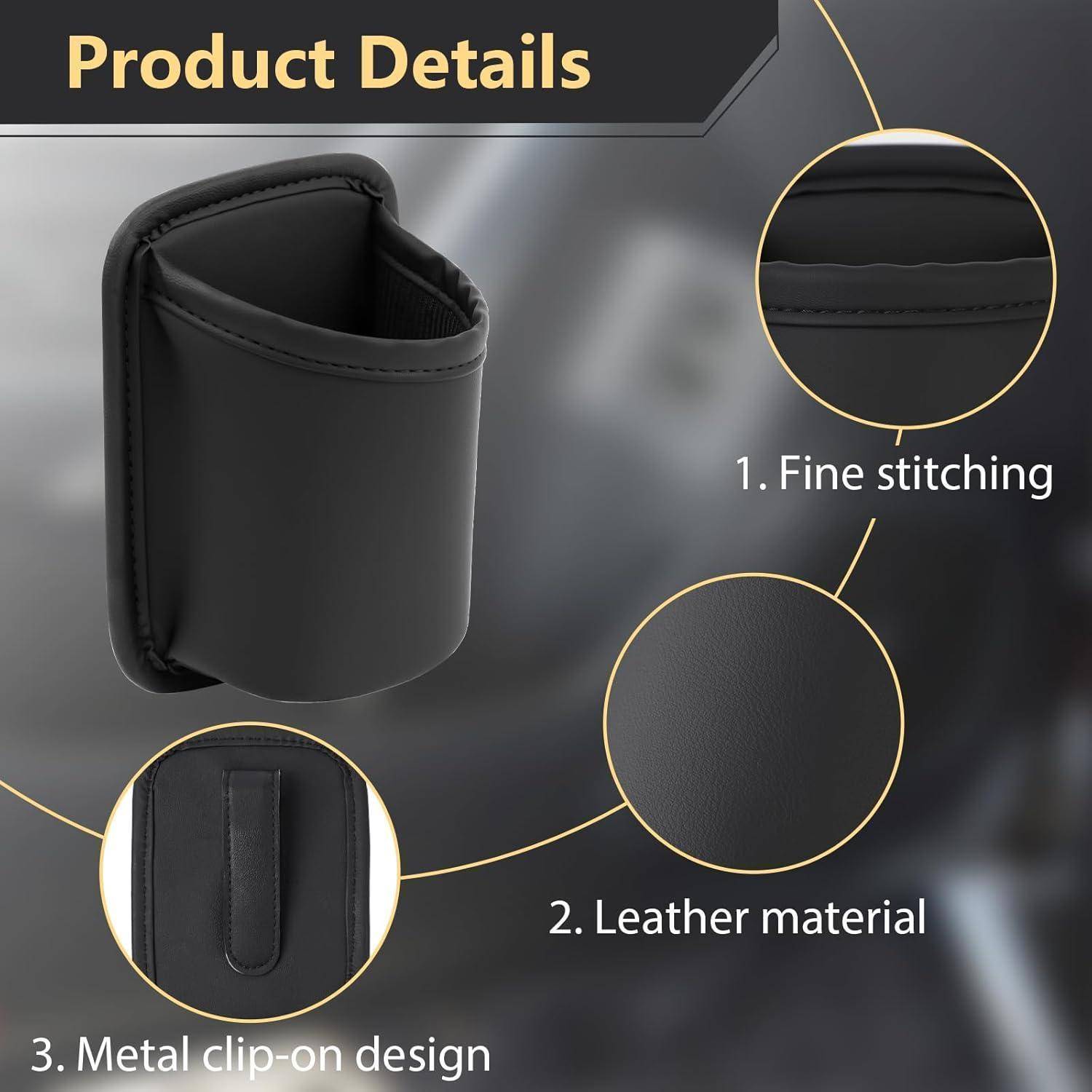 Produktdetailbild einer schwarzen Lederklammer-Tasche mit feiner Nahtverarbeitung, Ledermaterial und einem Metallklammer-Design.