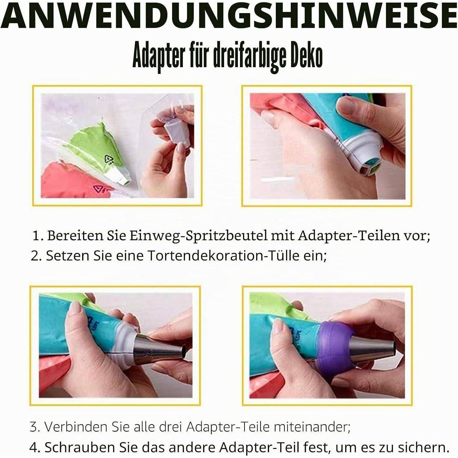 Spritztüllen Set 27tlg. Edelstahl Russische Tüllen Silikonbeutel Backzubehör
