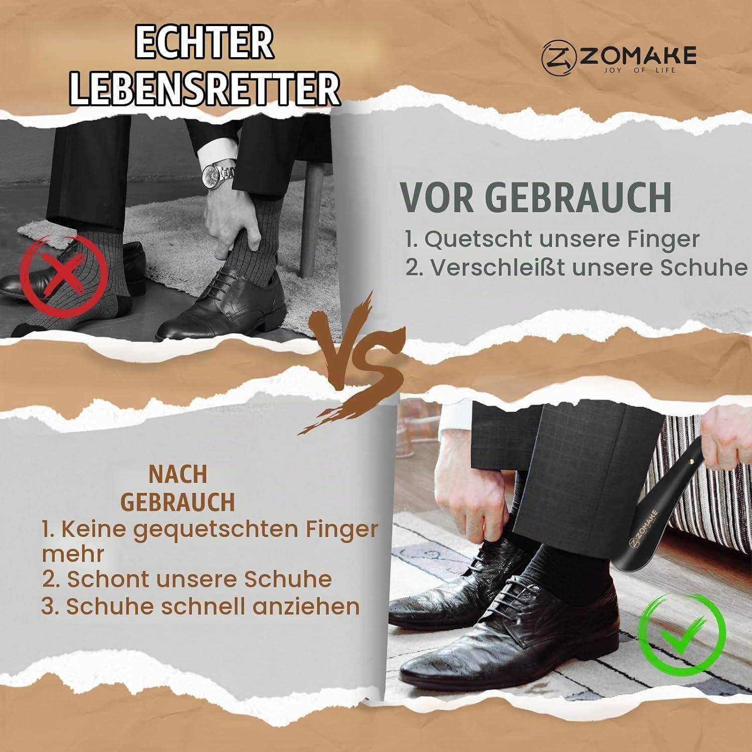 Schuhlöffel Metall 16cm 2er Schwarz mit Hakengriff