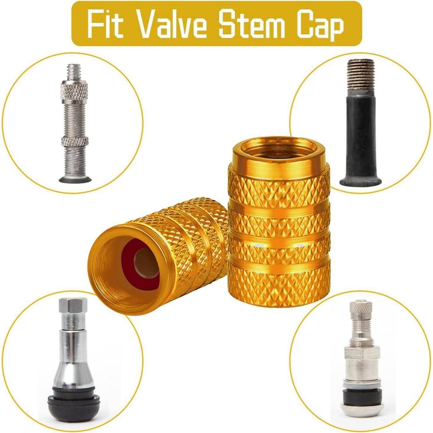 Vergoldete gerillte „Fit Valve Stem Cap
