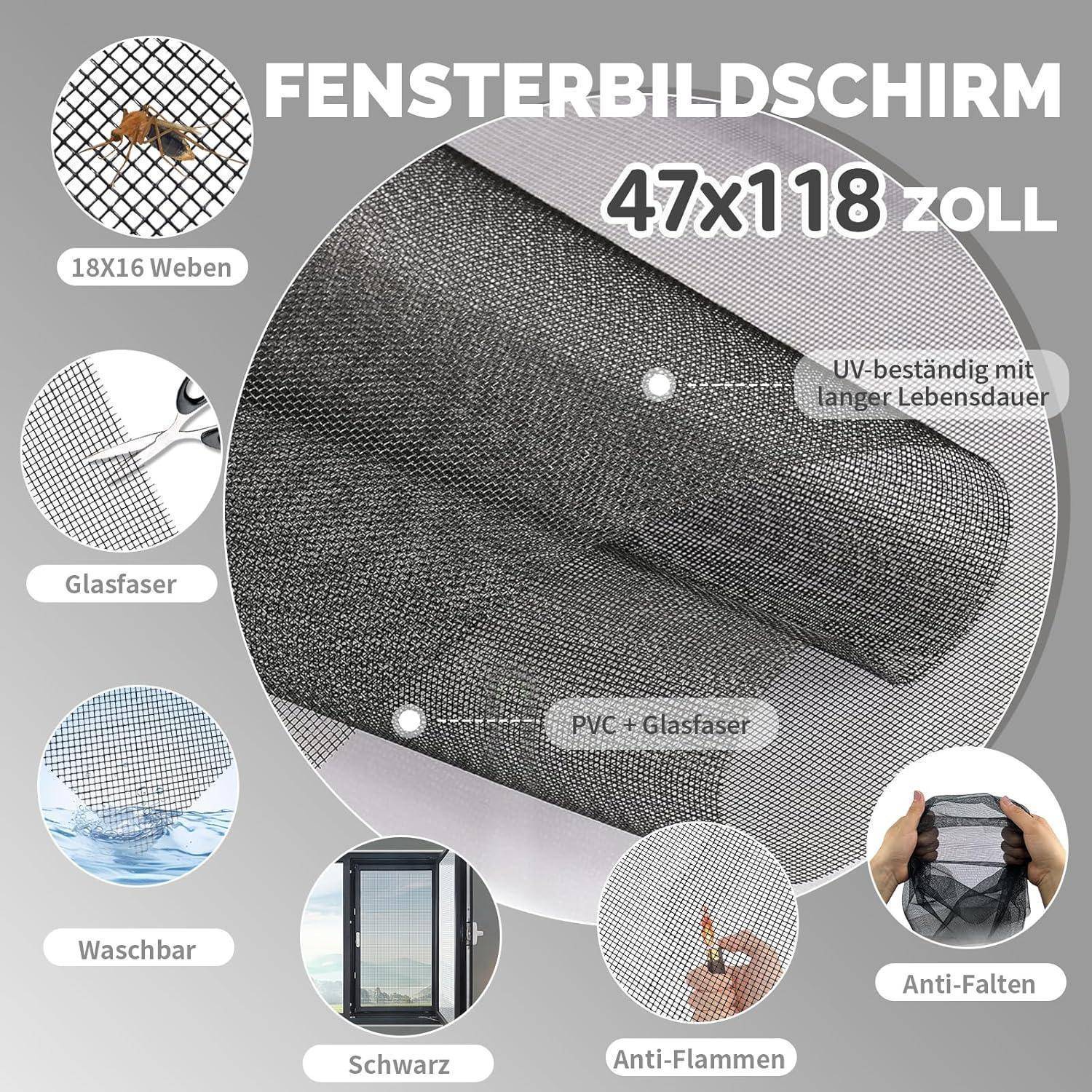 Fliegengitter Reparatur Set 300x120cm Schwarz