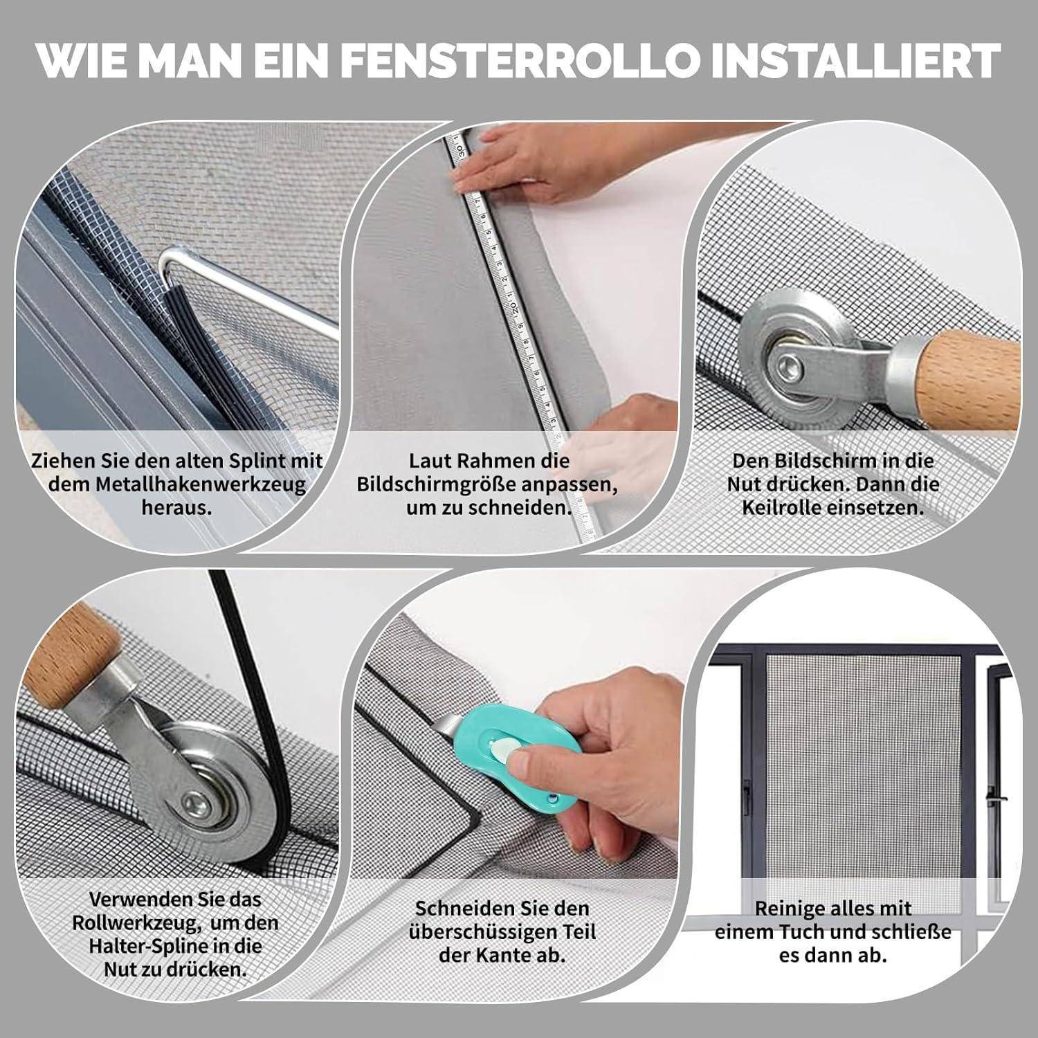 Fliegengitter Reparatur Set 300x120cm Schwarz