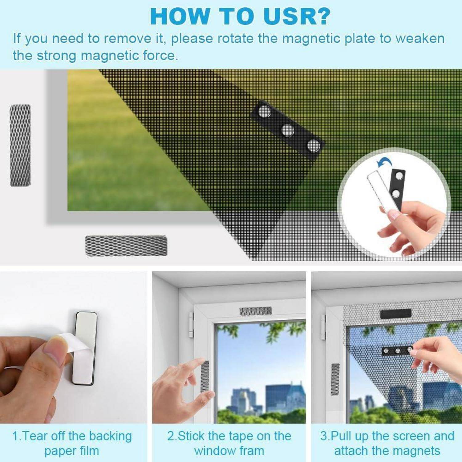 Fliegengitter Fenster Magnet Click 150x500cm Schwarz