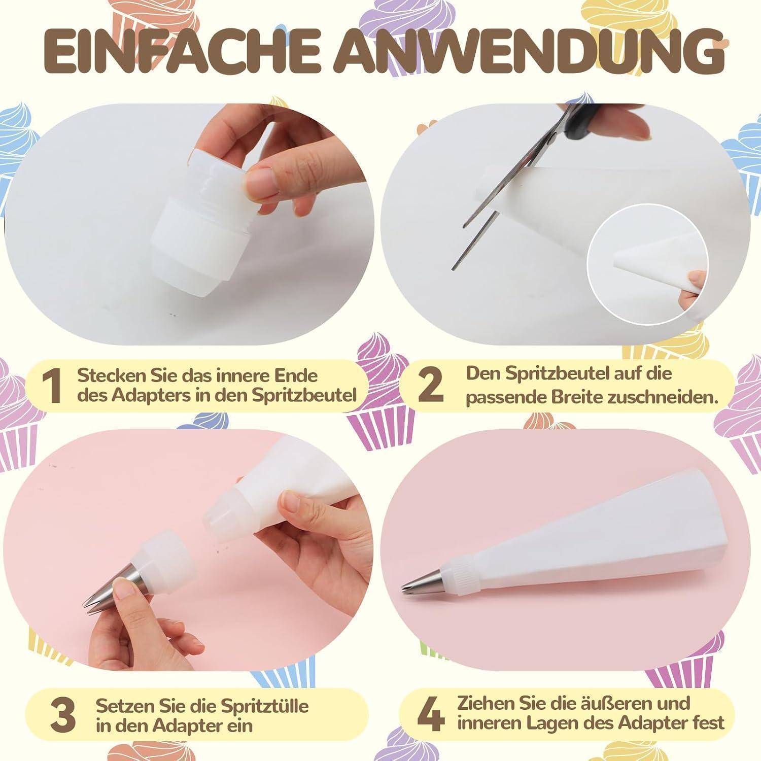 ZYNERY Spritzbeutel Set mit 8 Tüllen, 2 wiederverwendbare Beutel (30/35cm)