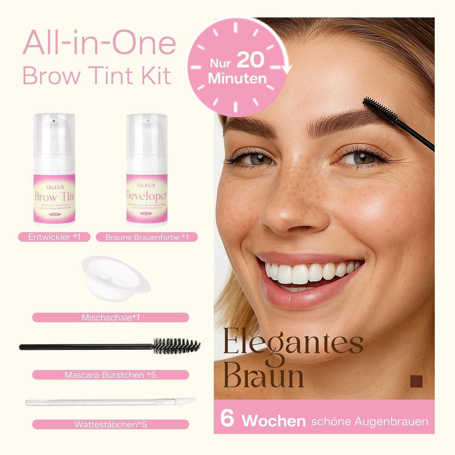 CALAILIS Augenbrauenfarbe Set Braun 5ml Brow Tint Kit langanhaltend
