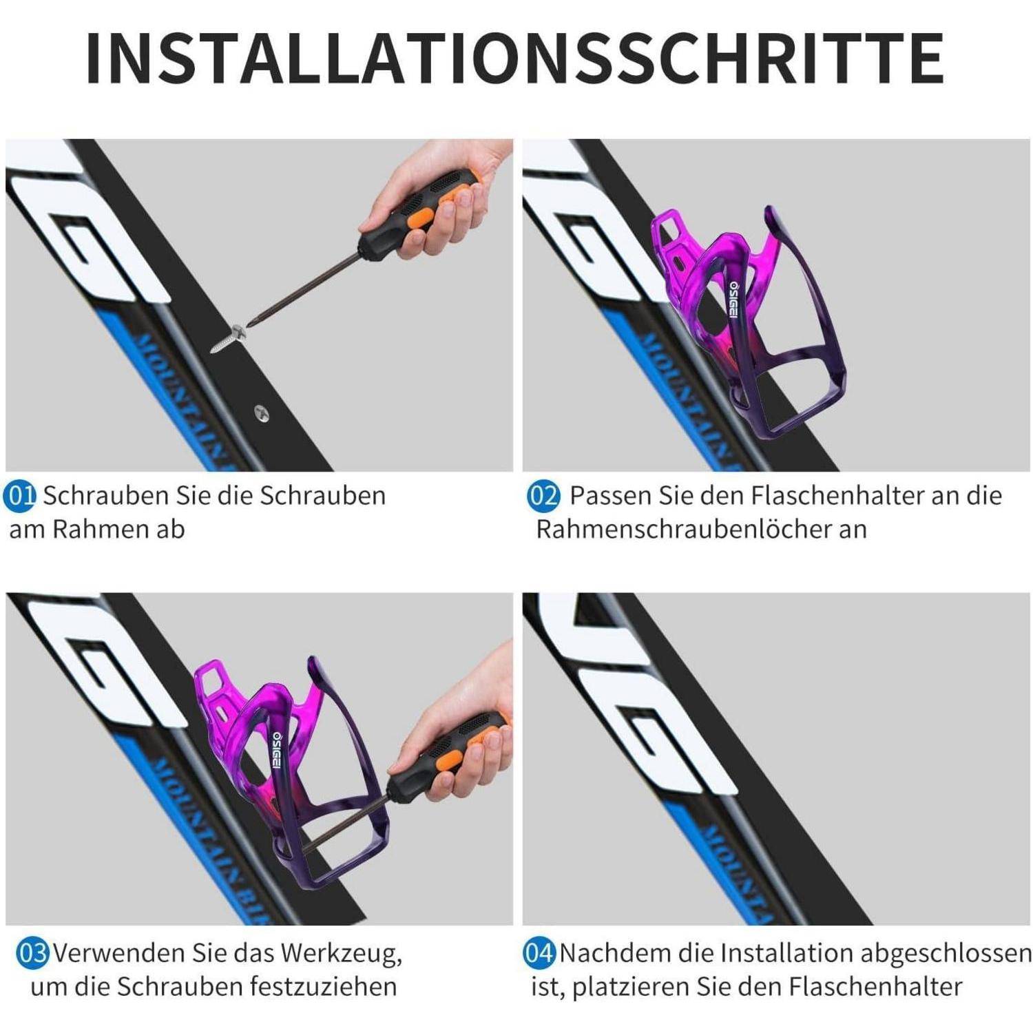 Flaschenhalter Fahrrad, Leichtgewicht 35g, Blau Lila, 2 Stück