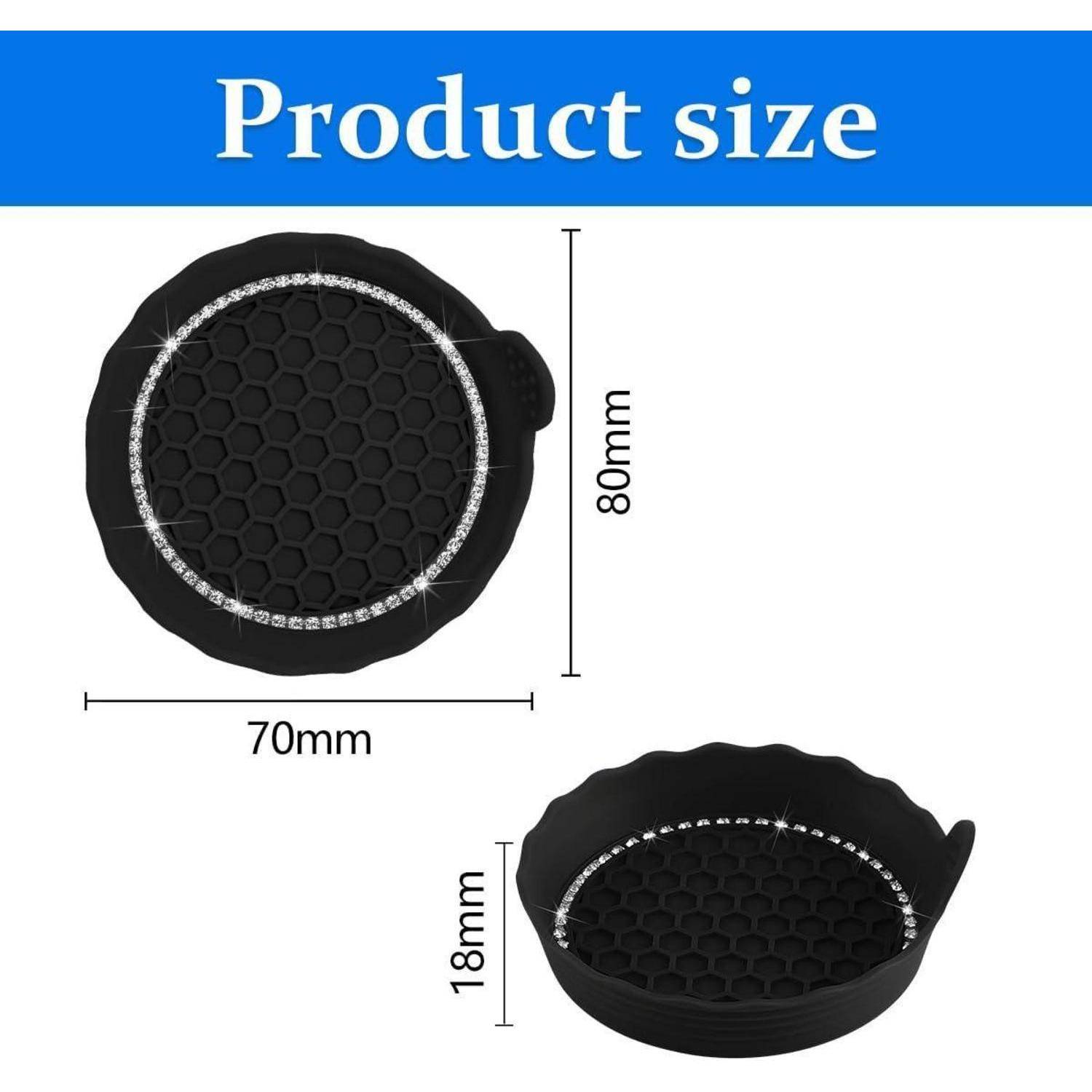 Produktgrößendiagramm zeigt ein rundes schwarzes Wabengitter-Gerät: 70mm breit, 80mm hoch und 18mm tief.