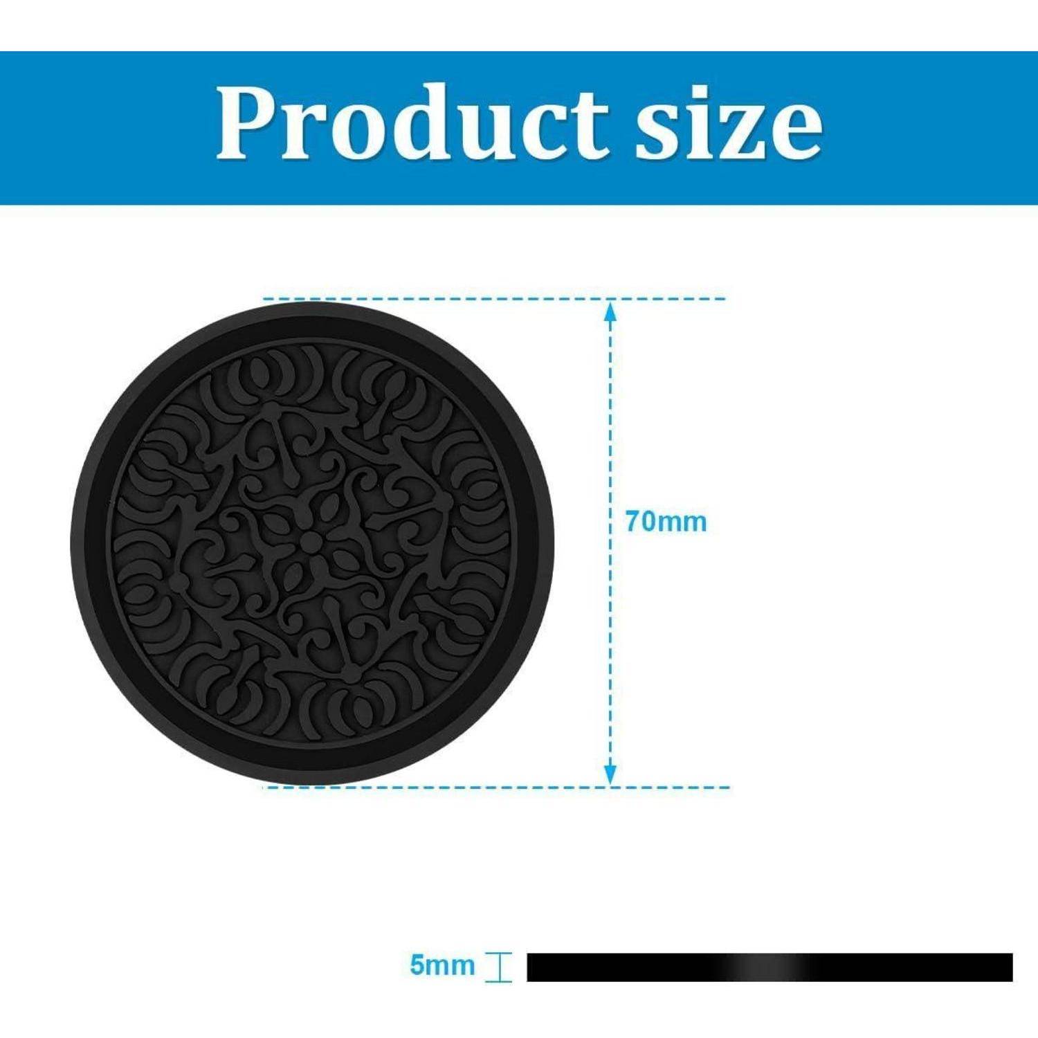 Produktgrößendiagramm mit einer runden schwarzen Scheibe, 70 mm Durchmesser und 5 mm Dicke.